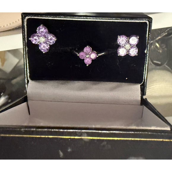 Amethyst 14K ring size 7 and matching silver earrings